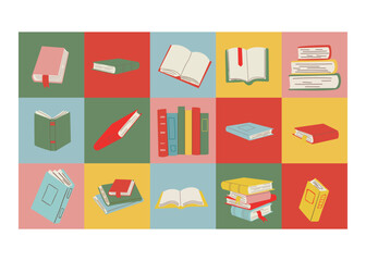 A set of books and notebooks. Goods for school Stationery Vector illustration	
