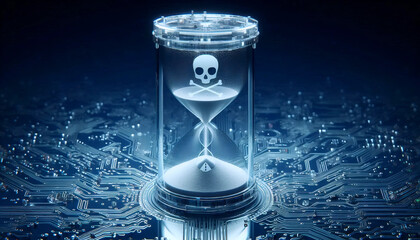A digital hourglass with hate comments, Ai generated image