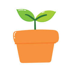Hand drawn potted plant element icon flat vector illustration design
