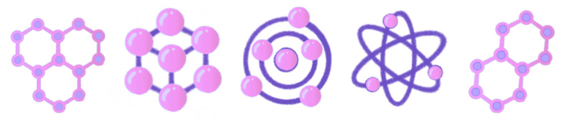 Cute Science Atom DNA Molecule Cartoon Clipart for Kids Chemistry Biology Classroom Lab Decor Sticker