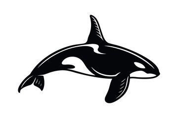 Fototapeta premium Orca silhouette black engraving style vector illustration