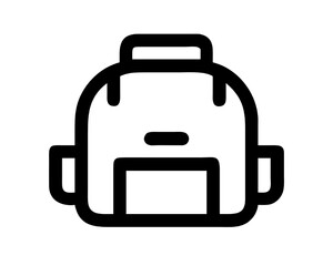 Fototapeta premium Simple outline icon of a backpack for travel or school. Minimalist rucksack line art symbol.