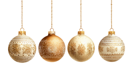 Cream and Gold Ornament Set on Transparent Backdrop