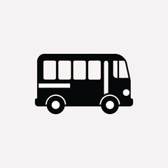 Black bus silhouette isolated on white background