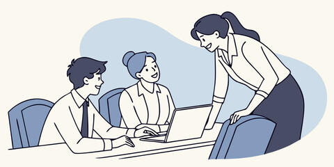 Family vector illustration of mother and children, a loving drawing of a mother and her son and daughter