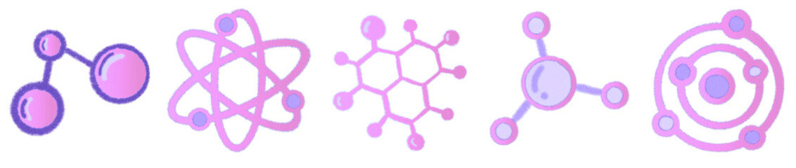Cute Science Atom DNA Molecule Cartoon Clipart for Kids Chemistry Biology Classroom Lab Decor Sticker