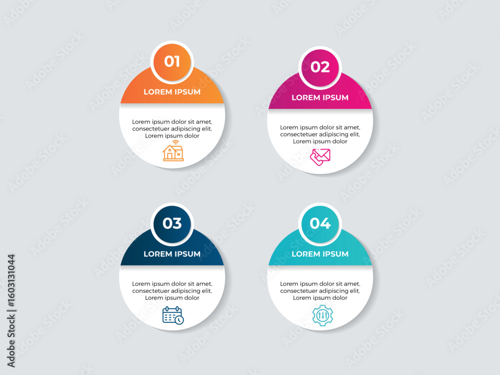 Fototapete 4 steps infographic design template with place for your data. vector illustration.