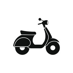 Black silhouette of a classic scooter isolated on white background