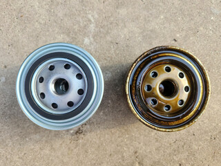 old and new car engine filters