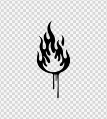 Graffiti Style Fire Symbol in Stencil Art PNG