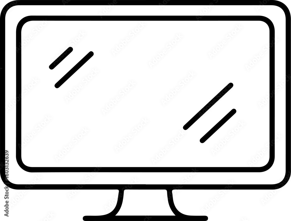 Poster simple outline drawing of a modern flat screen computer monitor