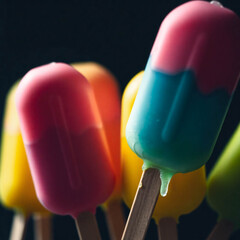 Colorful ice cream on a black background
