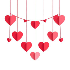 Hanging Paper Hearts Decoration
