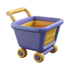 3D Shopping Cart Icon for Online Store or E Commerce PNG