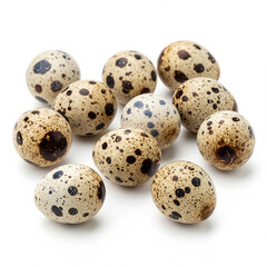 quail eggs on white background