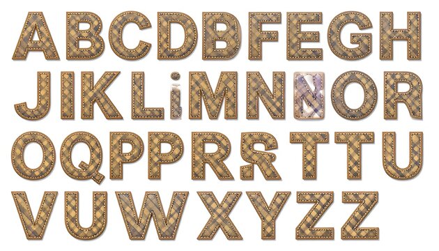 Alphabet design with a textured pattern