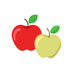 Red and Green Apple Illustration: Simple, Flat Design, Healthy Food Concept