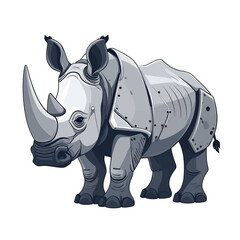 Fototapeta premium Steampunk Pixel Art Rhino Illustration