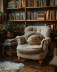 Scandinavian Bookshelf in Cozy Reading Nook