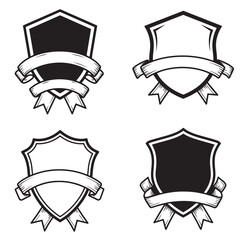 Vintage Art Shield Designs with Ribbons and Banners retro