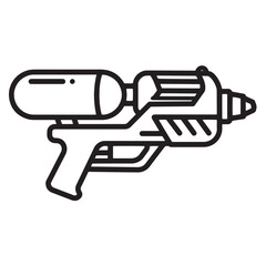 Vintage water gun outline illustration black and white