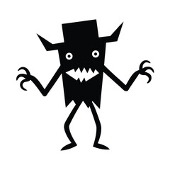 Monster Silhouette Vector Art  illustration, cartoon character, halloween, funny kids icon