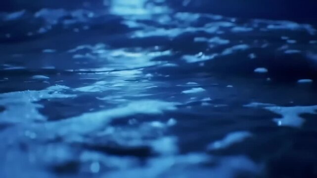 Loopable Footage Night ocean waves, close-up, dark background, tranquil mood, website header