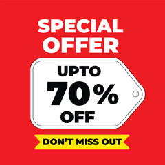 Special Offer Discount Tag – Up to 70% Off Red Sale Banner – Don’t Miss Out

