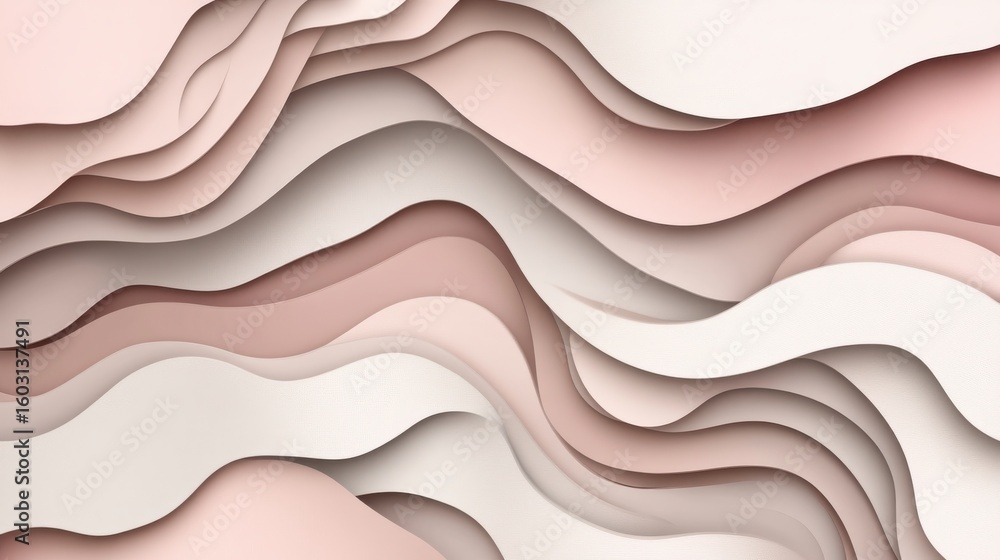 Wall mural soft abstract 3d shapes with pillowy layers and smooth background