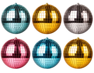 Obraz premium Set Colorful Disco Ball with Rainbow Lights