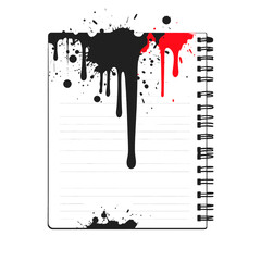 Abstract Graphic Design Notebook With Black And Red Ink Splatter
