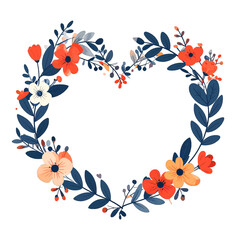 Heart Shaped Floral Wreath With Colorful Flowers