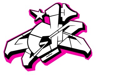 graffiti d, illustration of alphabet d with cool wildstyle graffiti pattern 