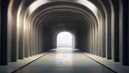 modern arched concrete hallway