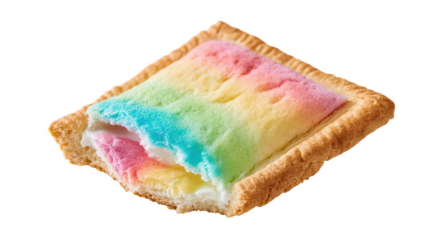 Rainbow Pastry with Bite on Transparent Background