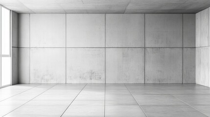 Minimalist Concrete Room with Window, architecture , interior design