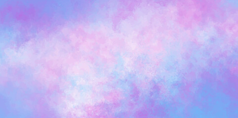 Bright blue sky with fluffy white clouds, Abstract vibrant watercolor grunge with colorful light. a natural and abstract texture perfect for any weather background. Abstract cloudy sky background. art