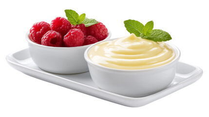 Raspberries and Cream Dessert Fresh Fruit Delight Dish