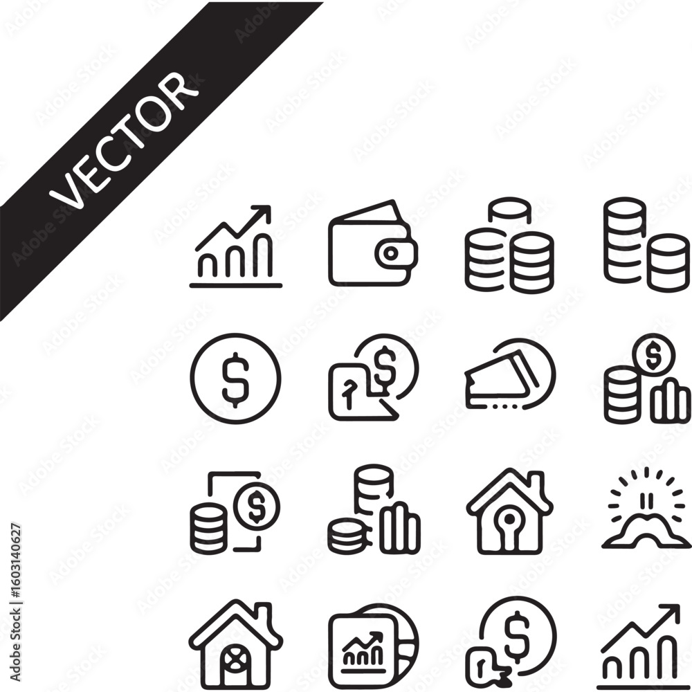 Poster a set of vector web design icons for business and internet with symbols like mail, phone, and home