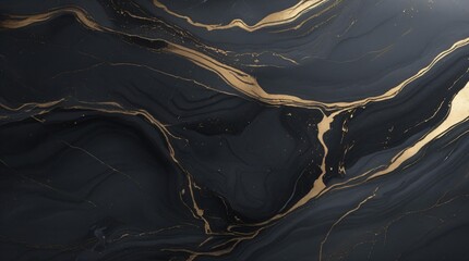 Black Matte Marble with Golden Split Lines