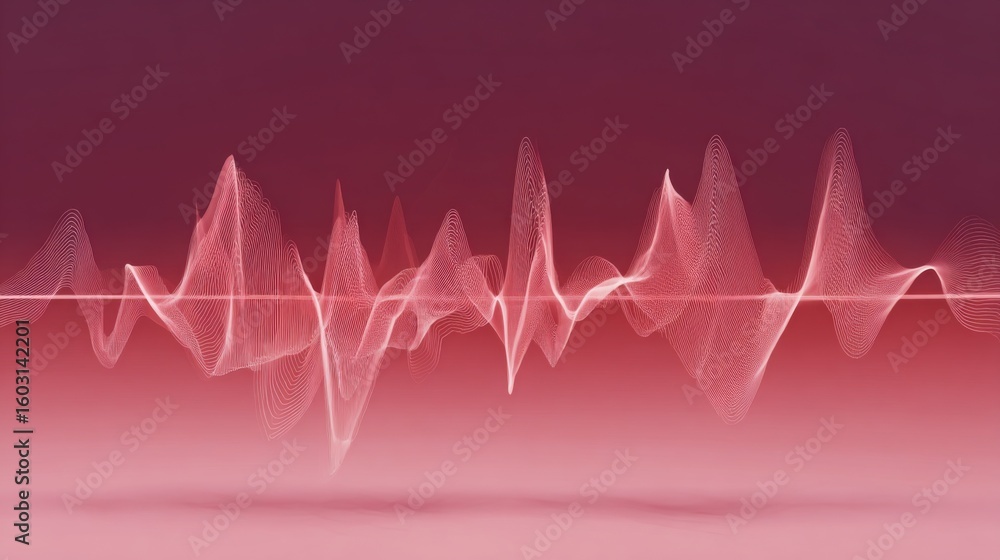 Poster a digitally created visualization of heart waves pulsating in synchronization, with a gradient backg