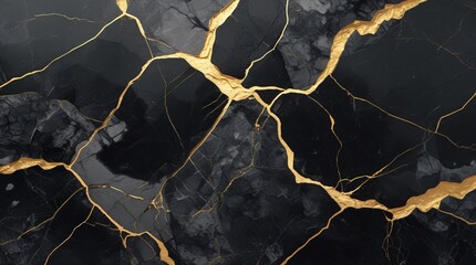 Midnight Marble with Fine Golden Veins