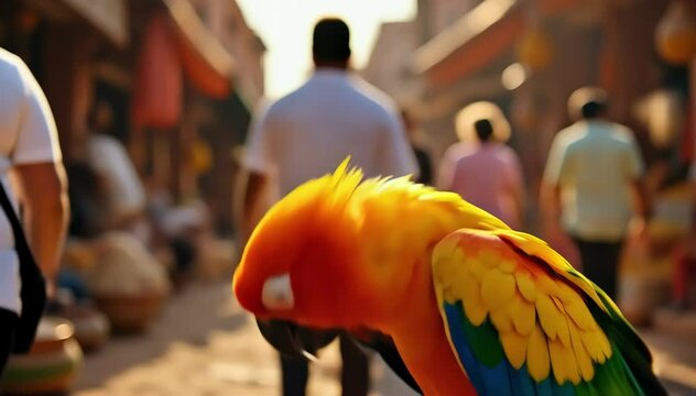 Parrot squawking joyfully