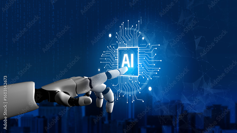 Poster ai assistant brain processor with llm technology, big data, machine learning, generative ai for busi