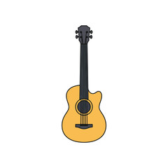 Fototapeta premium Collection of twelve simple colorful flat design guitar icons presented clearly on a white background