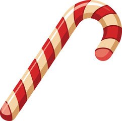 Obraz premium Classic red and white striped candy cane isolated on transparent background