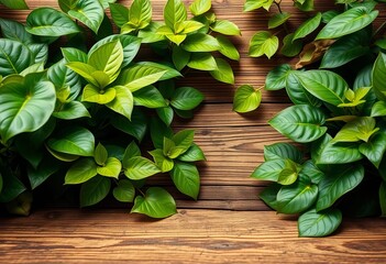 Green leaves, lush plants, wooden game board, nature theme,  petal,  wildlife