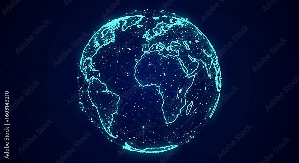 Aufkleber digital glowing globe representing global network and connected communication