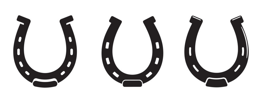 Collection of diverse horseshoe silhouettes ideal for equestrian themes sports and western designs