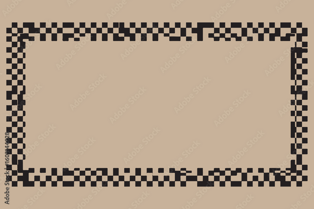 Poster retro checkered border frame with a neutral background